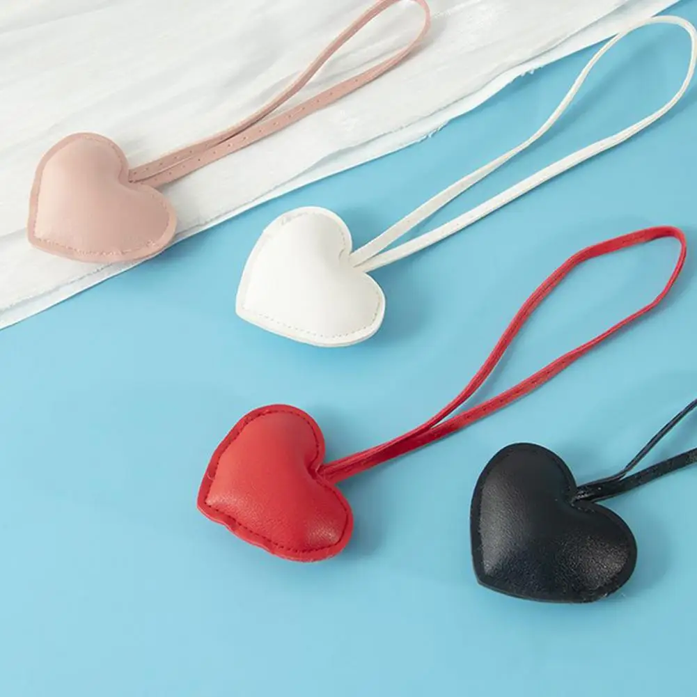 Heart Keychain Pendant Heart Shape Bag Pendant Keychain Imitation Leather Car Accessory Vibrant Color Charm for Bag Decoration