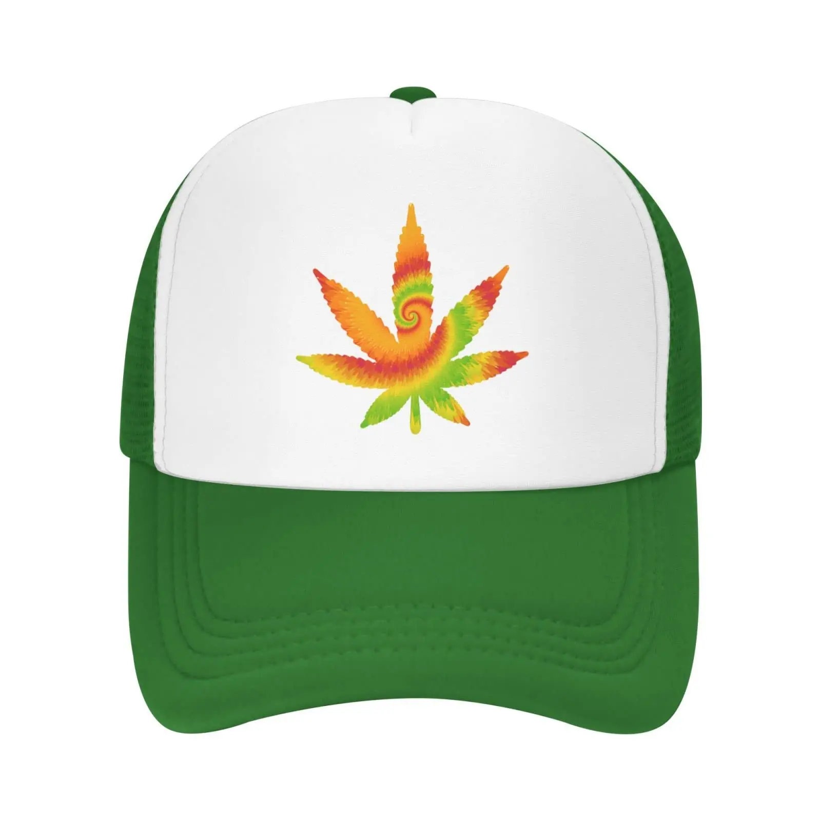 

Mesh Dad Hat Adjustable Washed Tie Dye Maple Leaf Green Baseball Dad Cap Funny Distressed Ball Trucker Cap For Women Men Unisex