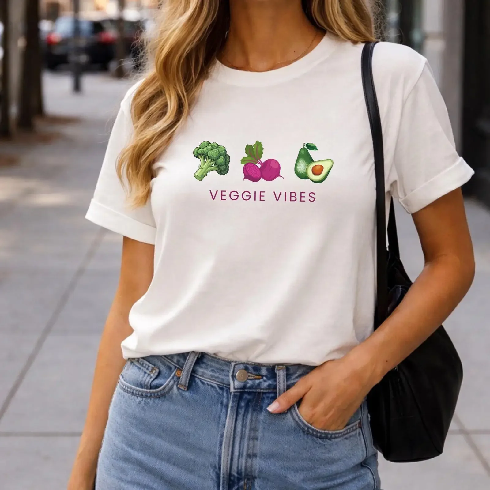 Veggie vibes T shirt cute avocado broccoli beet tee unisex plant lover funny vegetable graphic top vintage Washed