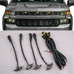 1 Set Car Front Grille Smoked Lens Yellow LED Light Lamp Fit for Chevrolet Colorado 2021