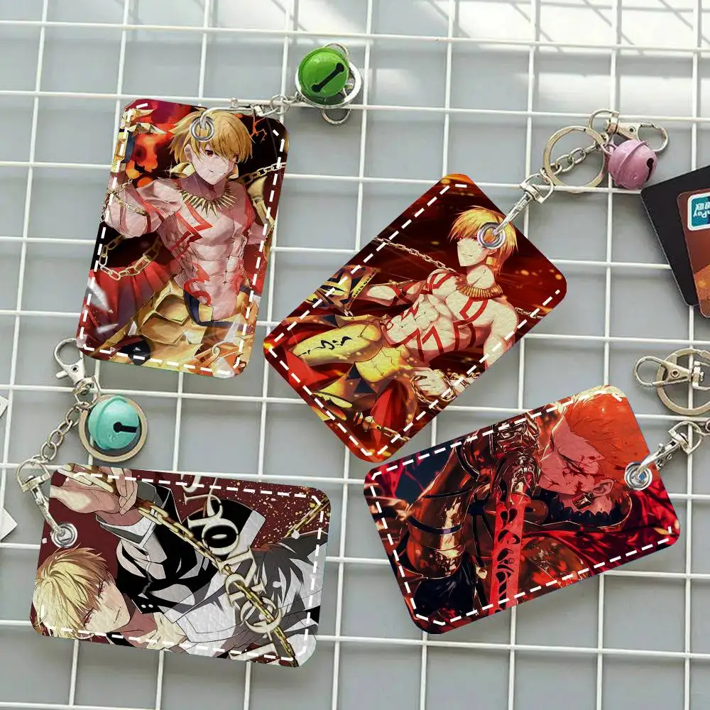 1 unidad Fate Gilgamesh Estuche para tarjetas de acceso de cuero con llavero y anillo para llaves