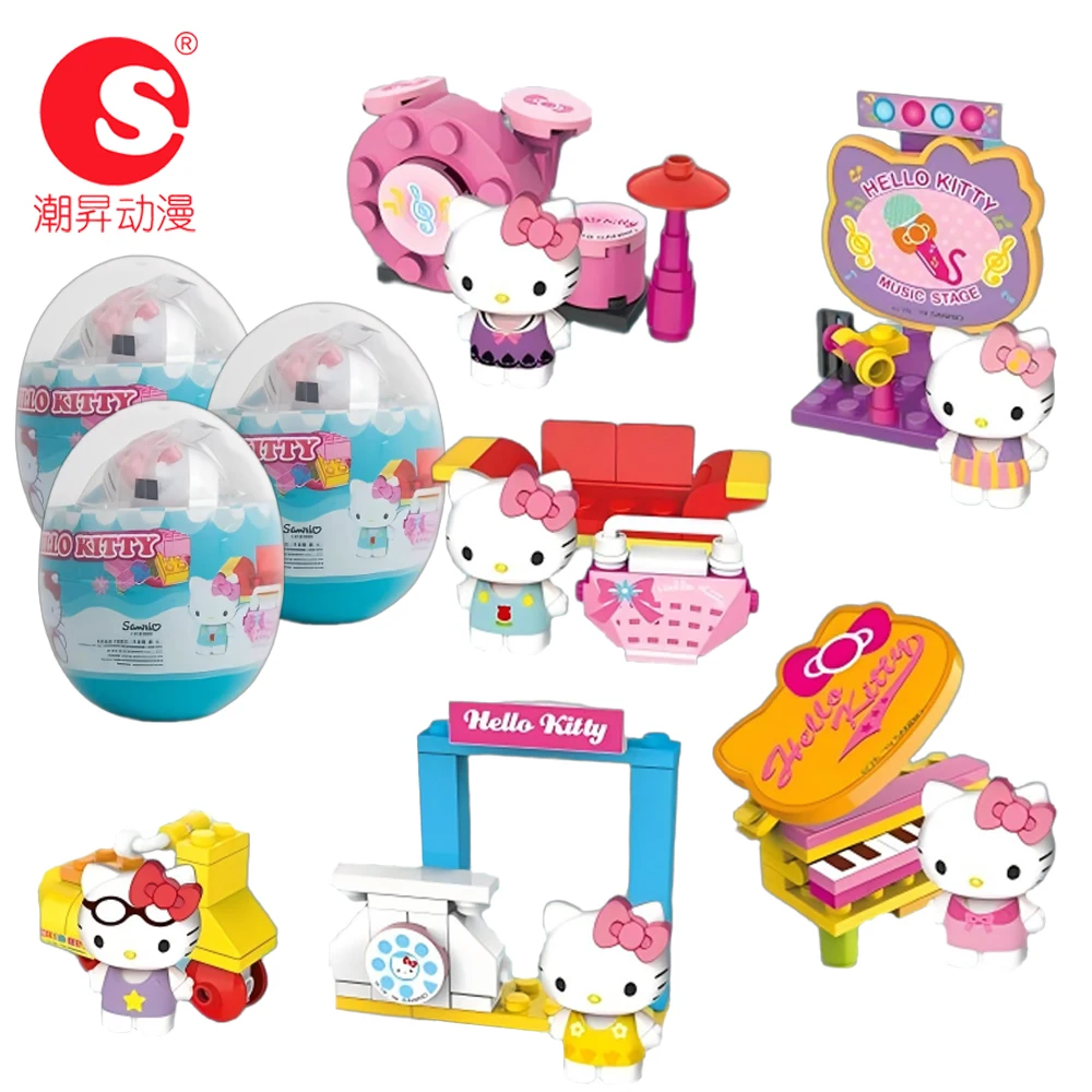 

Original Sanrio Hello Kitty Gashapon Blind Box 2nd Music Party Series Creative Cartoon Building Blocks Lovely Gifts for Teens