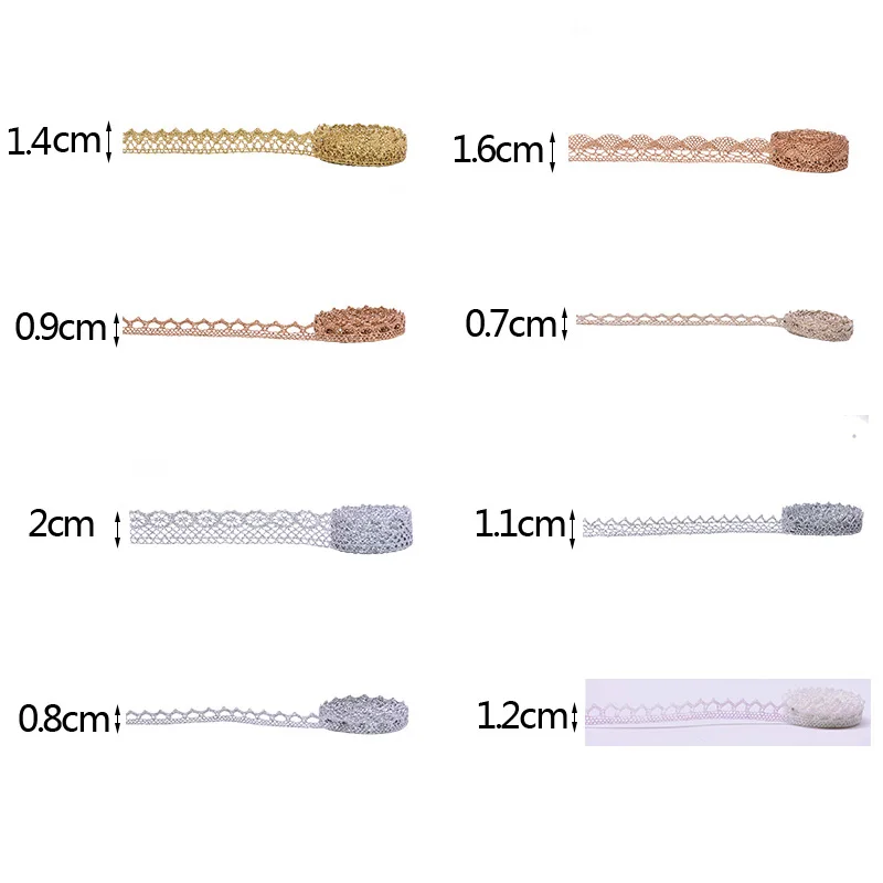 7-24mm Gold Silver Lace Trims Embroidery Laces Ribbon Sewing Lace Trim Fabric For Wedding Party Decoration African Lace Fabric