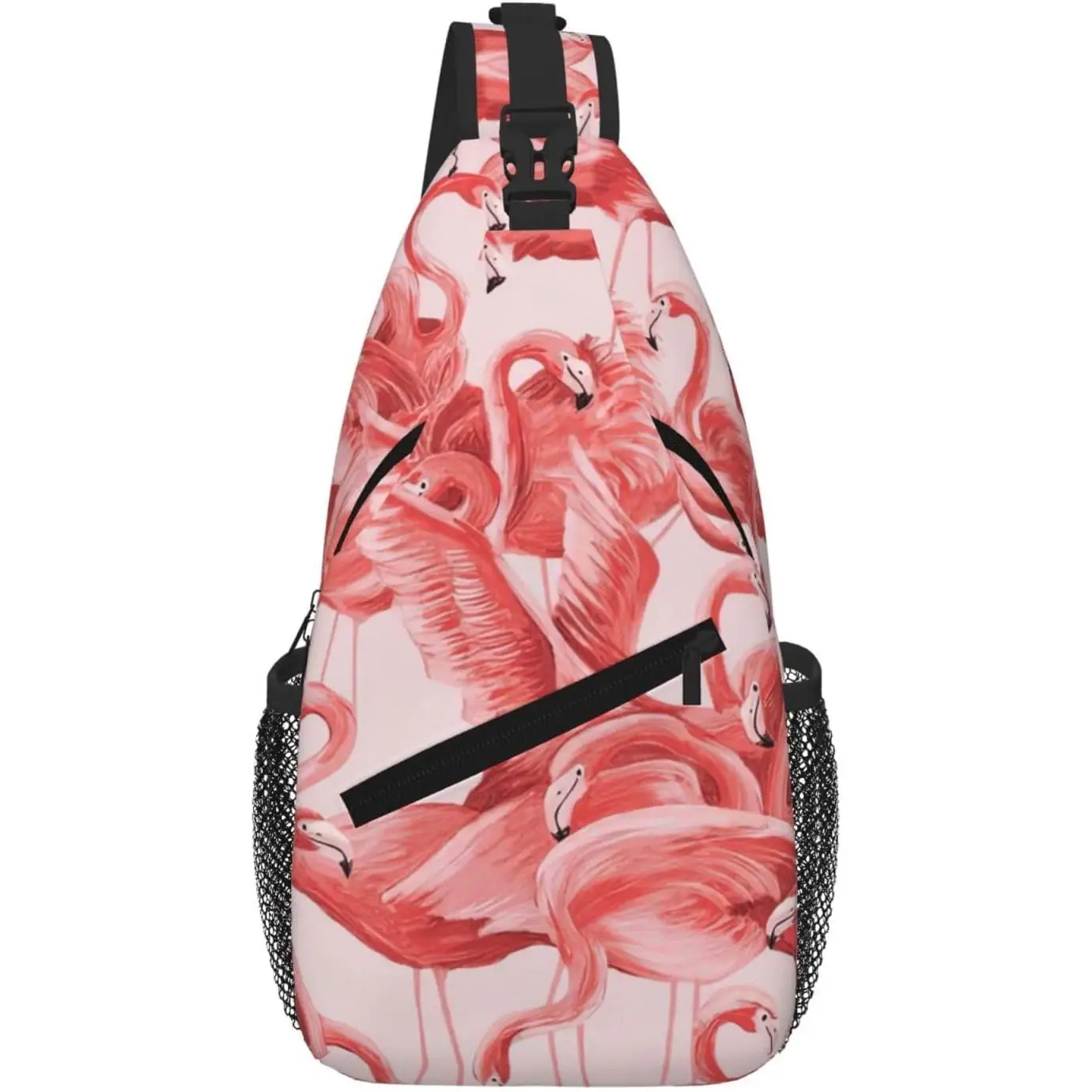 فلامنغو طباعة حقيبة ظهر صغيرة حبال Crossbody حقيبة الرافعة حقيبة الصدر Daypack حزمة مراوح للمشي في الهواء الطلق Daypack حقيبة الصدر