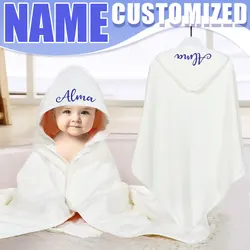 Personalized Baby Name Cartoon Animal Baby Bath Towel Soft Newborn Hooded Towel Blanket Bathrobe Custom Baby Bathrobe Gift 0-12M