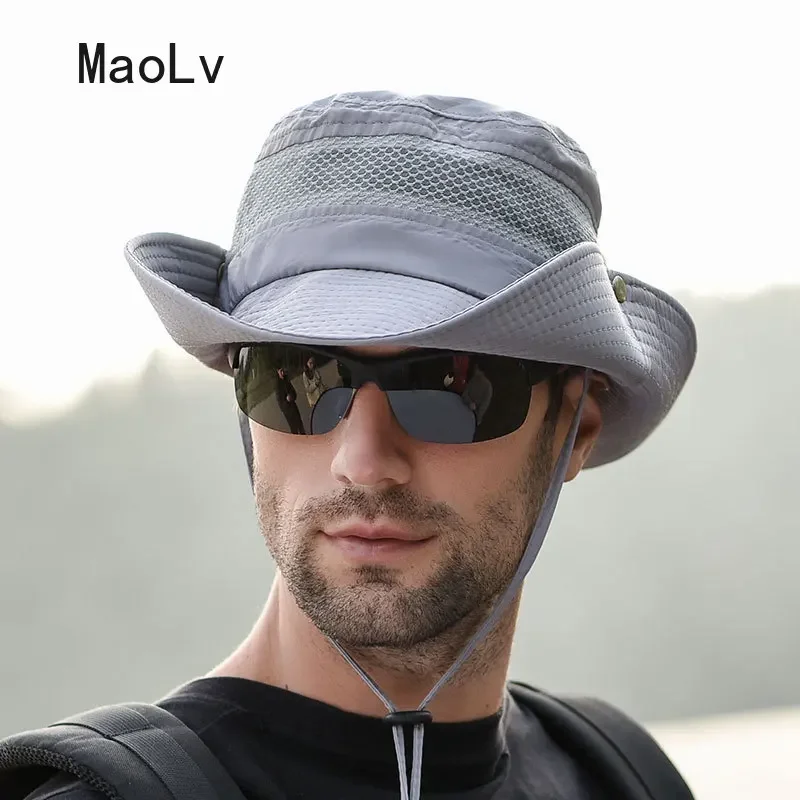 Hat Men Summer Quick Dryng Sun Protection Breathable Fisherman Hat Outdoor Sunshade Fishing Hiking Safari Bucket Hats for Men