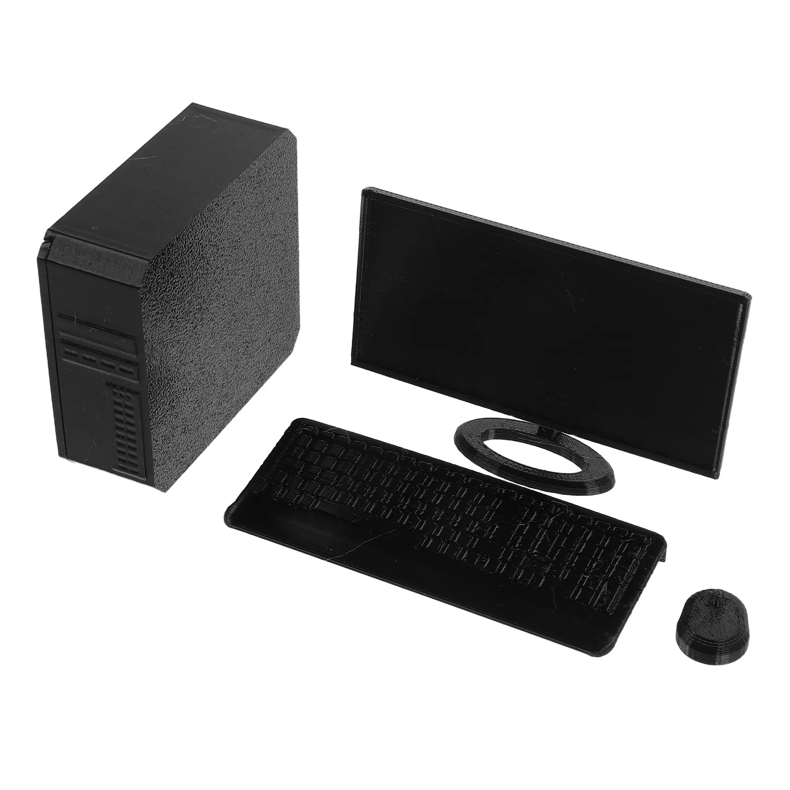 Miniature Computer Set 1:6 Scale Desk PC Keyboard Mouse for Dollhouse Office Scene Interactive Play