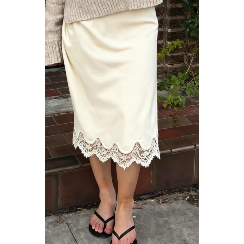 

Женская юбка-миди, темно-синяя юбка со средней посадкой и кружевной отделкой, эстетичная винтажная атласная облегающая юбка, женская клубная уличная одежда