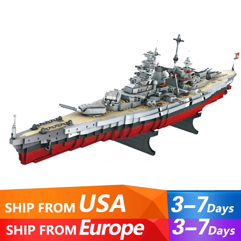 Military MOC Forange FC4201 Bismarck Class Battleship Model 2081PCS Building Blocks Brick Puzzle Toys for Children Kids Gift