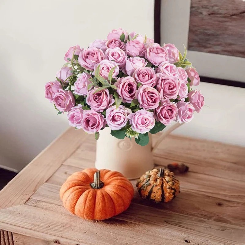 10 künstliche Blumenköpfe, Seidenrosen für Scrapbooking, Weihnachten, Hochzeit, Party, Blumenstrauß, Haushaltsprodukte, Vasen für die Heimdekoration – Detail 7
