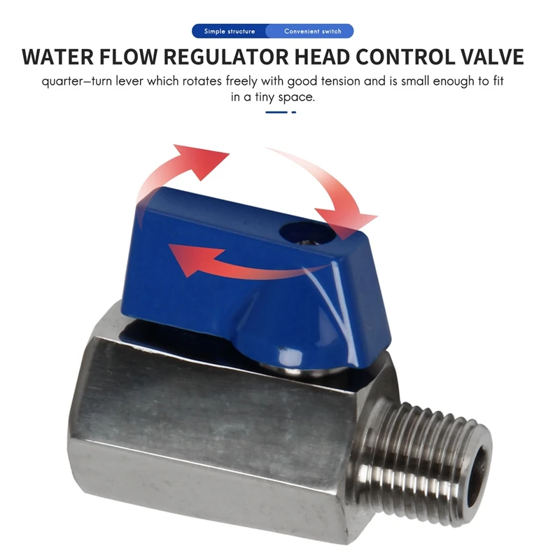 Ball Valve 1/2 inch 304 Stainless Steel Mini Ball Valve Female and Male NPT Great for Shower Head Flow Control Valve-A69M view 2