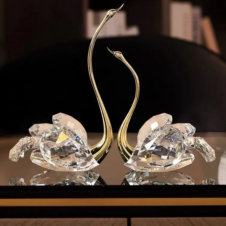 light luxury high-end swan ornament, a pair of living room minimalist high-end wine cabinet TV cabinet  high-end decoration