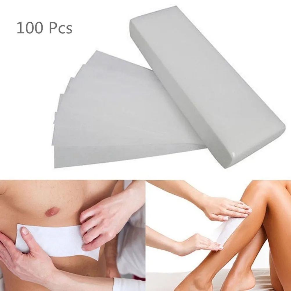 100Pcs Flexible Paper Wax Strips Professional Salon Facial Body Hair Removal Depilatory Wax Strip Nonwoven Epilator