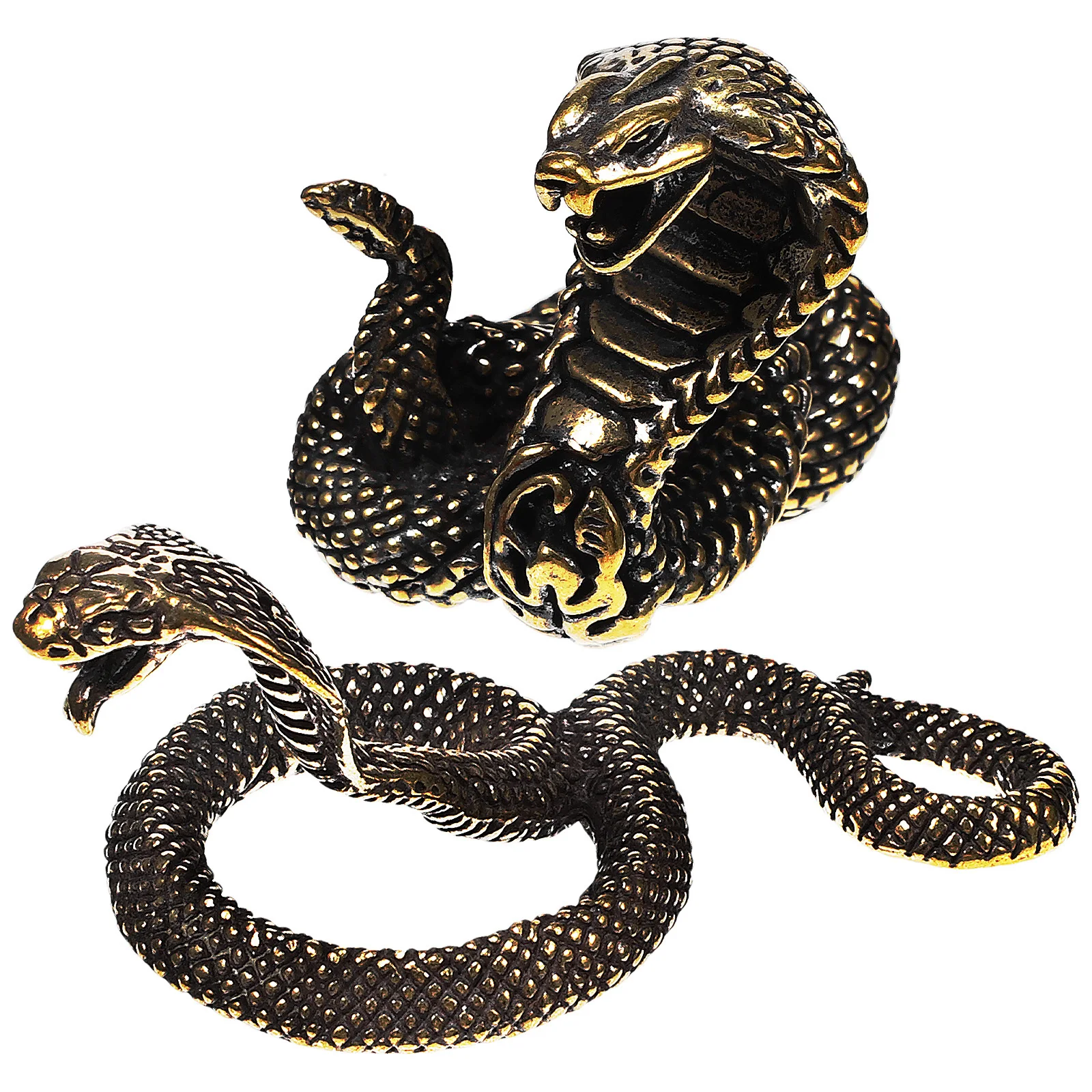 

2Pcs Brass Snake Sculpture Unique Elegant Desktop Decor Long Lasting Animal Statue Home Office Use Brass Snake Statue