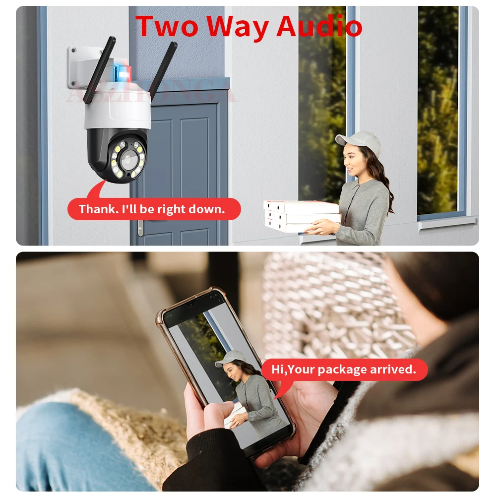 5MP 20X Zoom Outdoor Surveillance Camera PTZ WIFI 4G POE Human Detection Auto Tracking Red Blue Warning Lights Security Camera