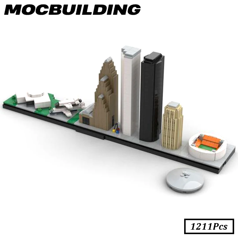 1211Pcs Architecture Houston Texas Skyline Building Blocks Kit Bricks Classic City Display Model Gift Christmas Present