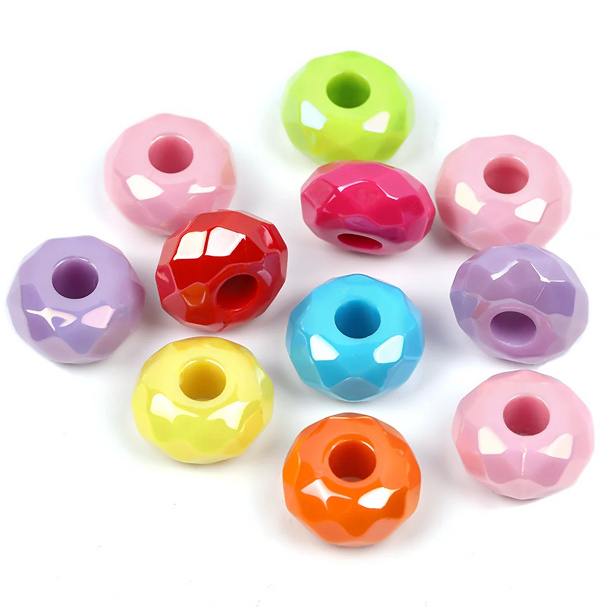 14mm colori solidi perline ruota foro grande colore trasparente perline rotonde piatte abbigliamento fai da te perline catena del telefono accessori