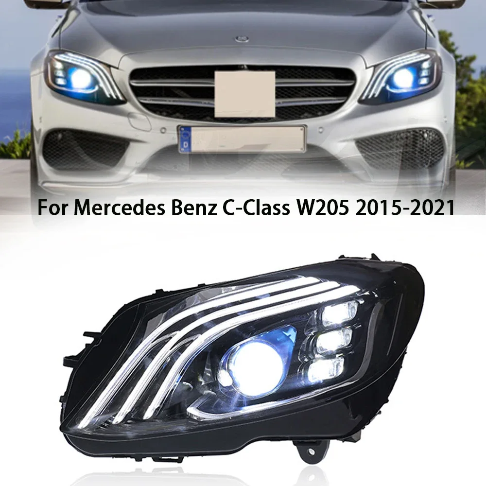 Conjunto de faros LED para Mercedes Benz Clase C W205 2015 2016 2017 2018 2019 -2021 luz frontal de señal de giro dinámica luz alta