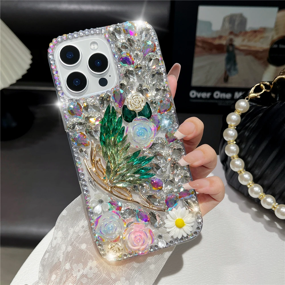 IPhone 16 Promax phone case luxurious 16 Pro sparkling star fashionable with lanyard bracelet transparent PC protective case