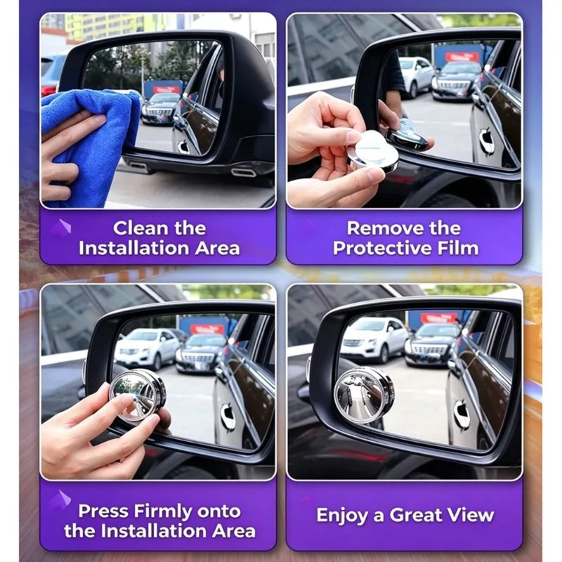 Stick-On For Car Rearview Blind Spot Mirror Small Round 360-Degree Reversing Aid