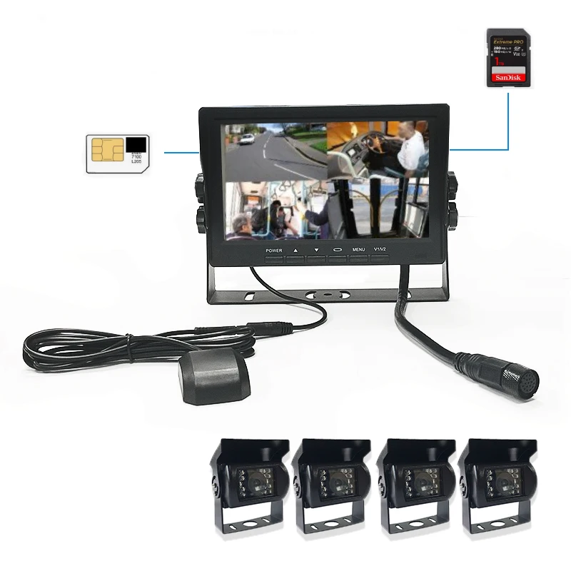 SeemeTech 7 Inch Truck Monitor LCD TFT Reversing Aid Backup Camera 1080P 4G GPS SD Card Remote Control 1 Year