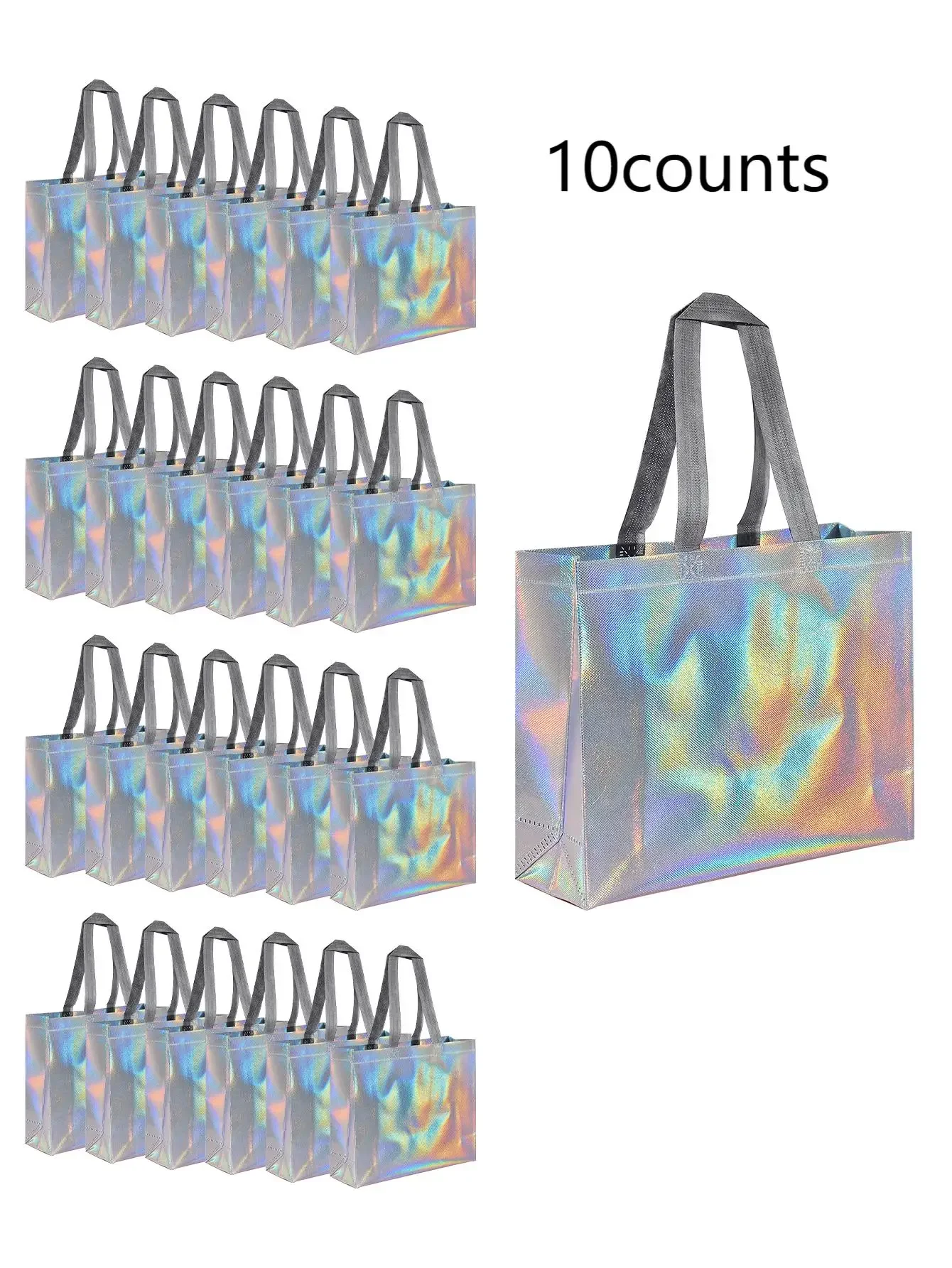 E2 10 قطعة الذهب الفضة قابلة لإعادة الاستخدام هدية حمل حقيبة تسوق بقالة هدية لوصيفات العروس حفلة عيد ميلاد الزفاف البكالوريوس لوازم الحفلات