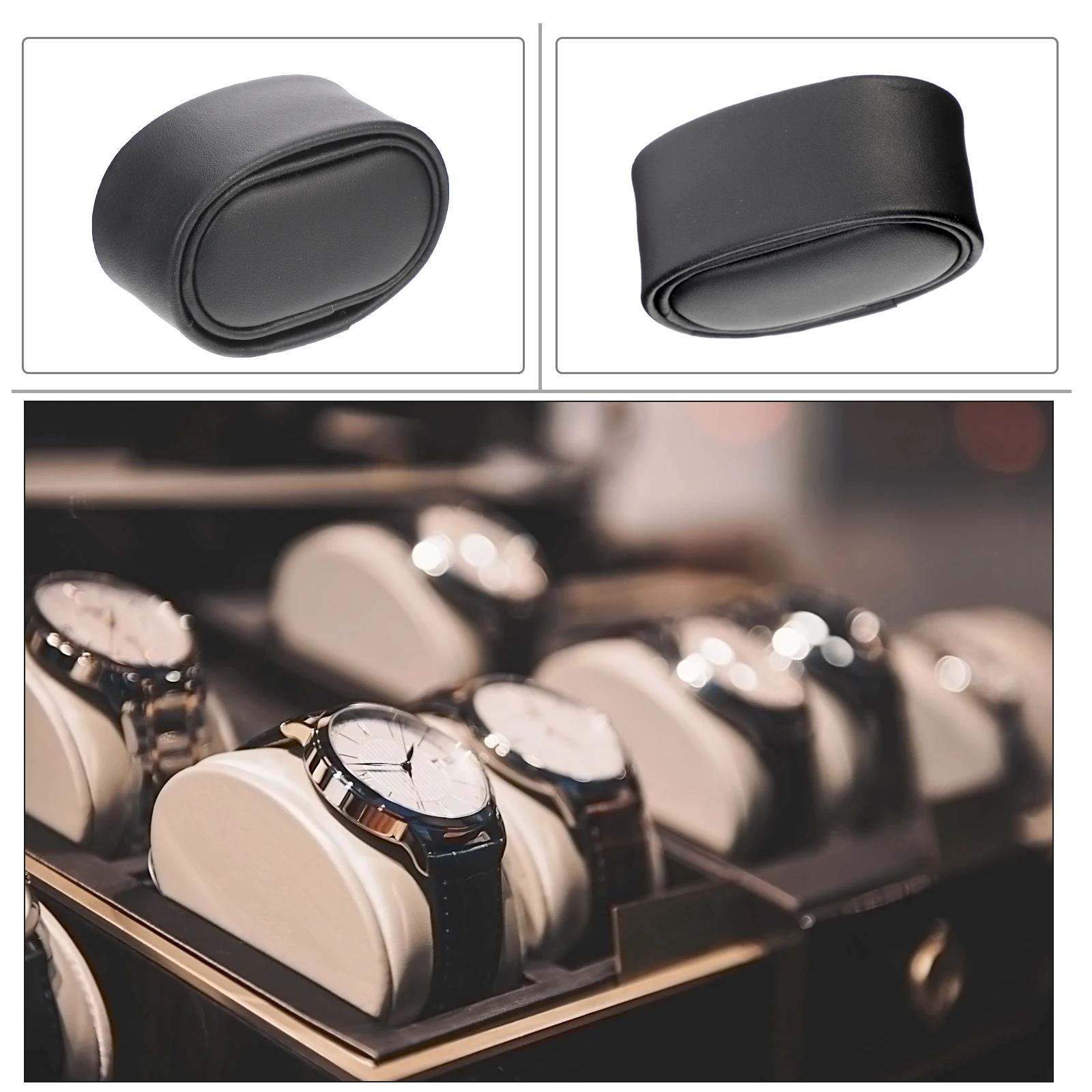2 pezzi avvolgitore automatico per orologi meccanici braccialetto display cuscino braccialetto portaoggetti scatola di cuscino accessorio orologio sottile in materiale Pu