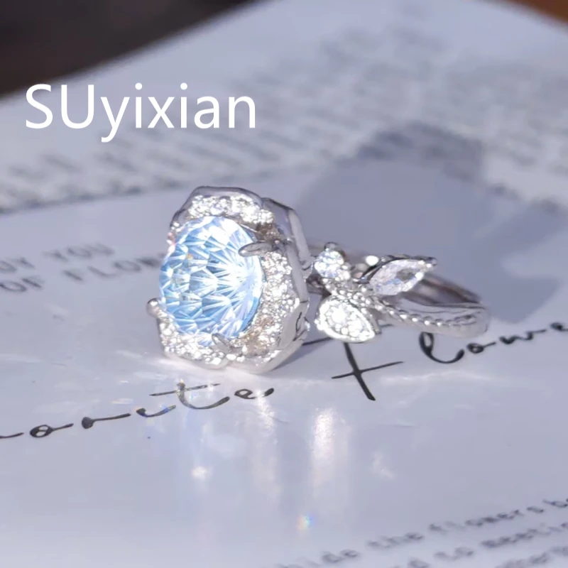 925 Sterling Silver Stylish Light Luxury Dahlia Cut Zircon Rose Ring Sophisticated, Elegant Statement Piece for Women.