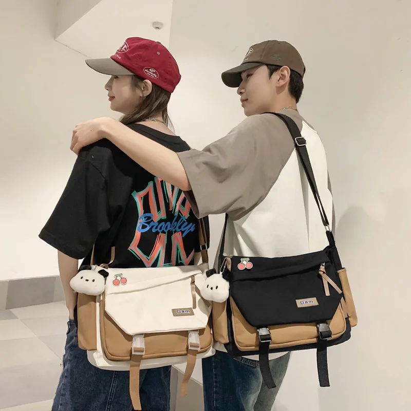 Casual Shoulder Bag Korean Student Schoolbag Crossbody Trendy Design Artistic Small Fresh Large Capacity Patchwork Messenger Bag