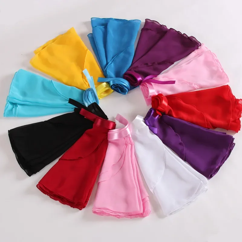 Vestido de baile tutu chiffon para crianças, traje de dança, skate wrap, cachecol, saia para crianças, menina, 15 cores disponíveis, novo, 2024