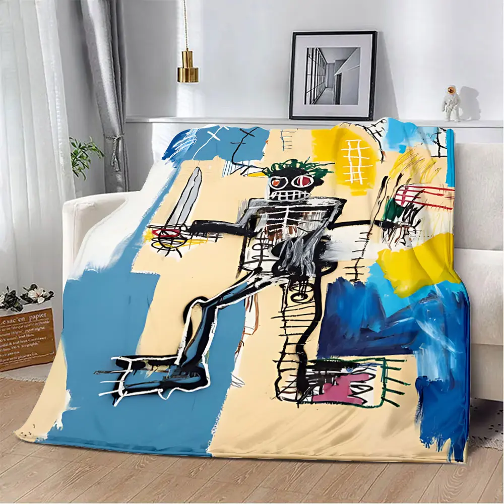 Art Basquiats Jean-Michel coperta stampata coperte da Picnic coperta calda coperta morbida e confortevole regalo di compleanno da viaggio a casa