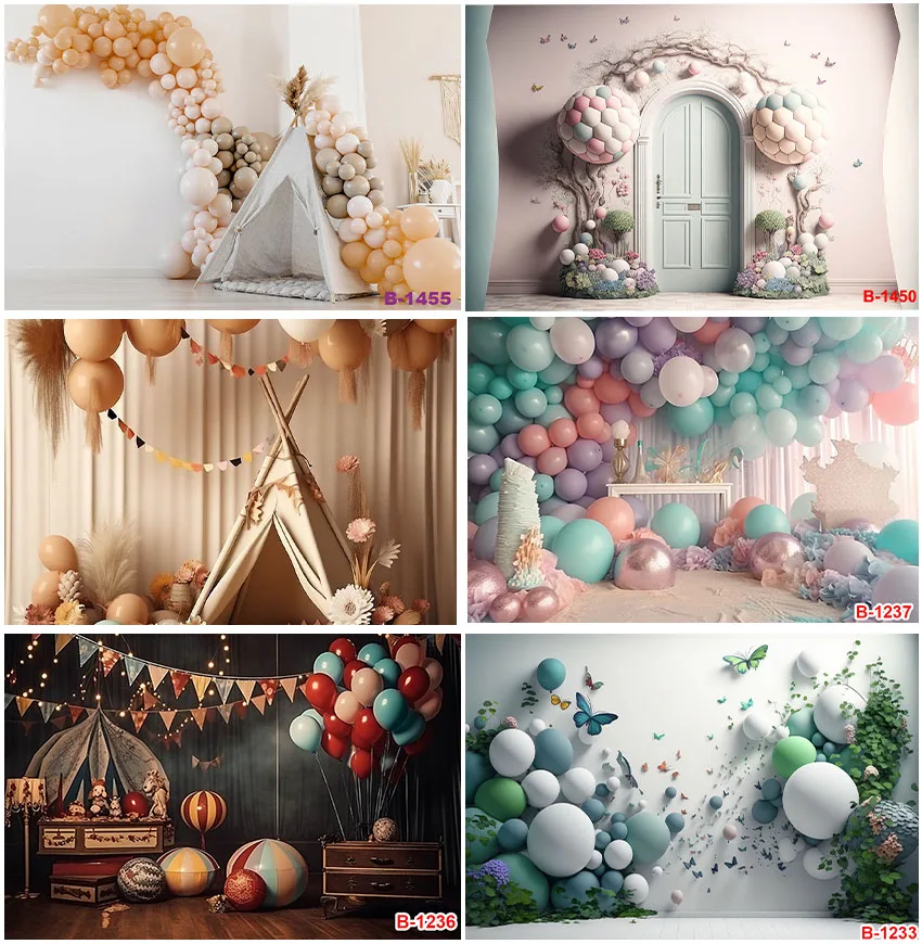 

Color Balloons Cake Smash Backdrops Birthday Party Kids Portrait Wedding Photograph Backgrounds Photozone Newborn Studio Banner