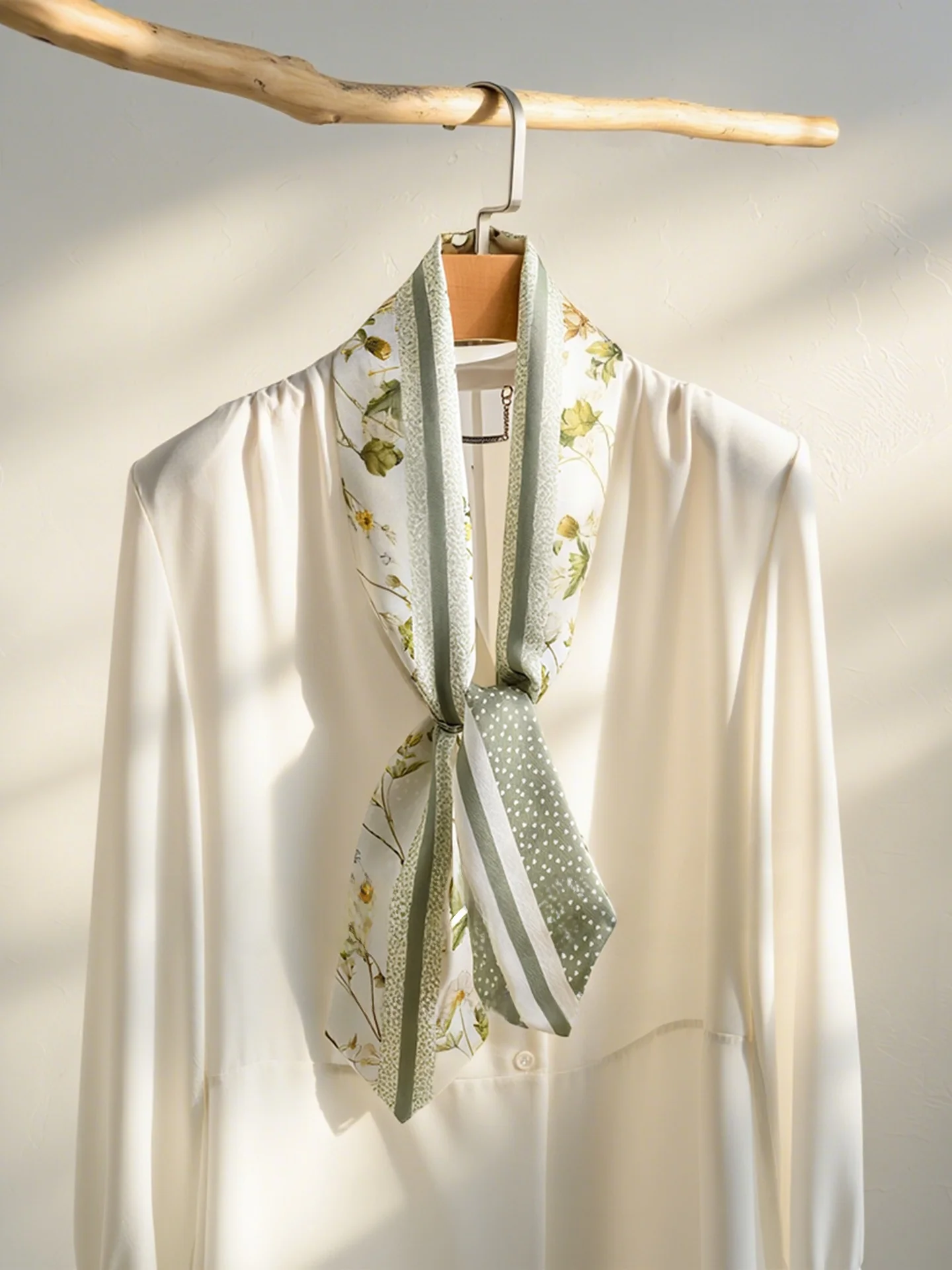 エレガントなロングシルクスカーフネックウォーマー女性のファッショナブルな秋の新スタイルシャツマッチングスカーフ多用途植物花柄