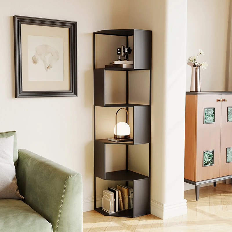 

Living room corner bookshelf small side cabinet floor corner cabinet wall corner triangle bookcase storage rack integrated