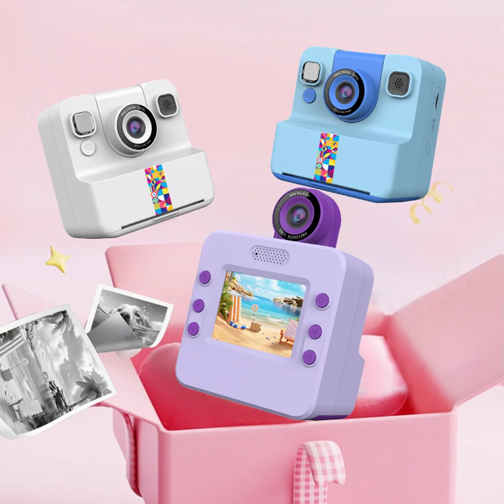 Instant Print Camera 2.4-inch IPS Printing Thermal Paper Toys Camera 2400W HD 1300mAh Outdoor Travel Camera For Kids Learning