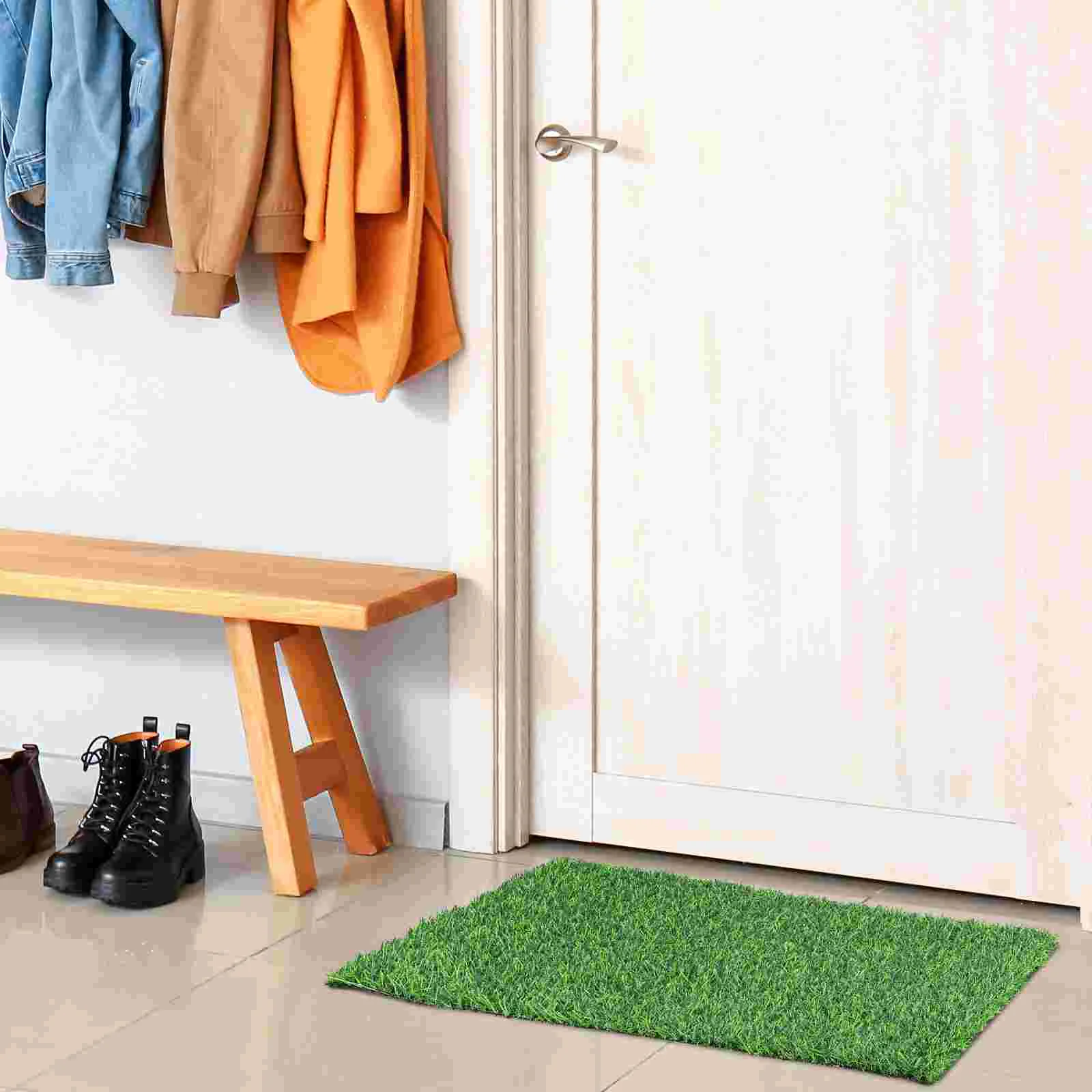 Door Entrance Mat Entry Way Rug Welcome Mats for Front Artificial Foot Turf Rubber Green Grass