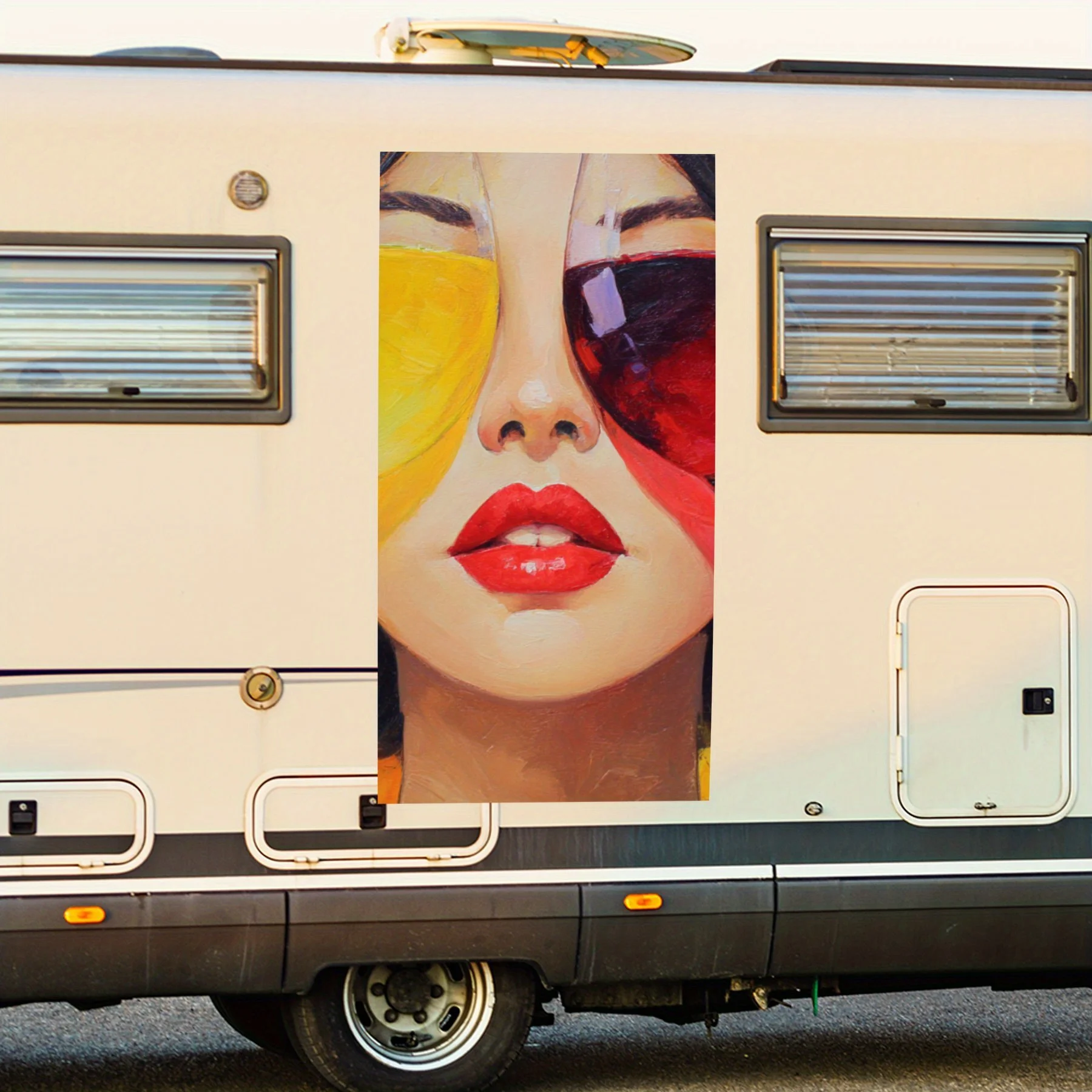 

Modern Art Woman with Wine Glasses Car Sticker,Waterproof Vinyl Decal for RV Side, Self - Adhesive Stickers to Decorate & Protec