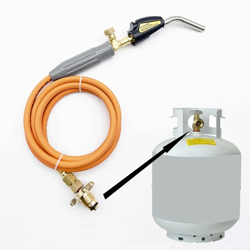 LPG Flamethrower Liquefied Gas Torch Welding Spitfire Gun Propane Soldering Flamethrower 2m/6.6ft Hose Gas Brazing Burner