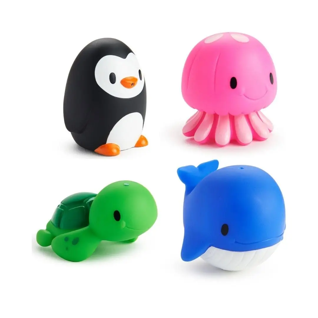 Ensemble de jouets pour écureuils de bain océan pour tout-petits, animaux marins colorés assortis, fleurs, baignoire flottante, jouets pour réception-cadeau pour bébé