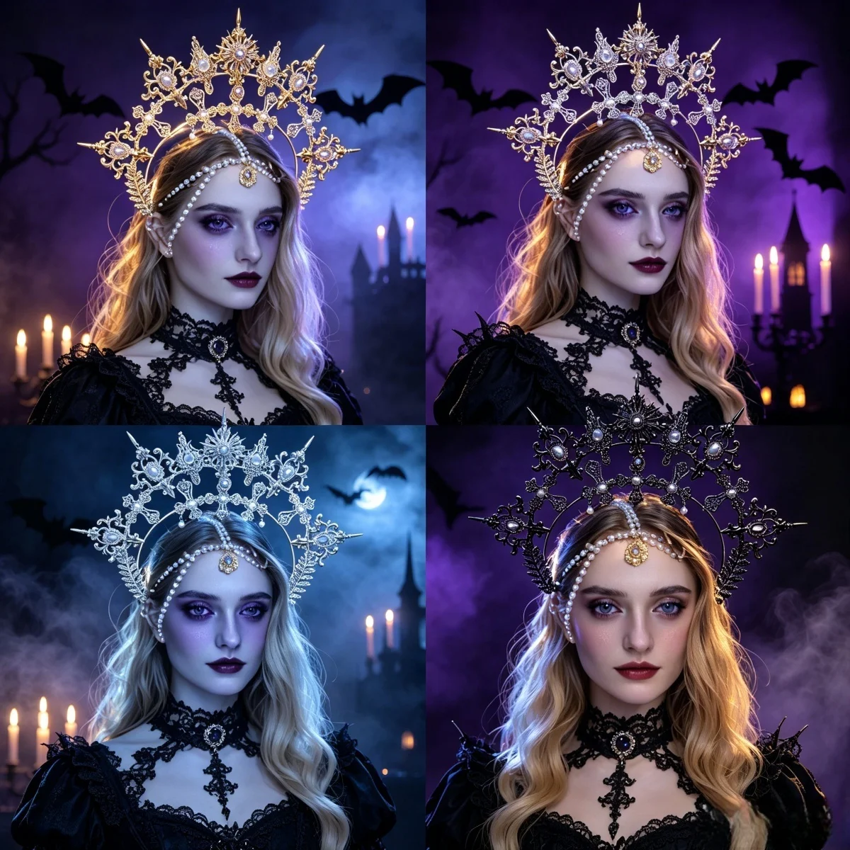 2026 Halloween Gothic Crown Headband Goddess Halo Costume Headwear Party Cosplay Headgear Jewelry Accessories