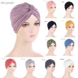 Muslim Women Cross Hijab Ruffle Chemo Sleep Turban Bonnet Headwear Scarf Beanie Cap Hat for Cancer Patient Hair Loss Accessories