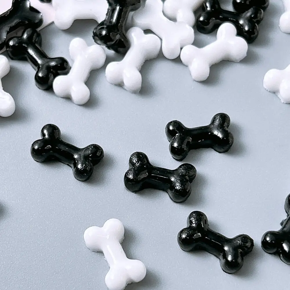 50 Stück Minimalistische Klassische Künstliche Knochen-Harz-Nagelkunst-Dekorationen 3D Kreative Schwarz-Weiße Knochen-Nagelcharms DIY Haarnadeln Nägel – Detail 6