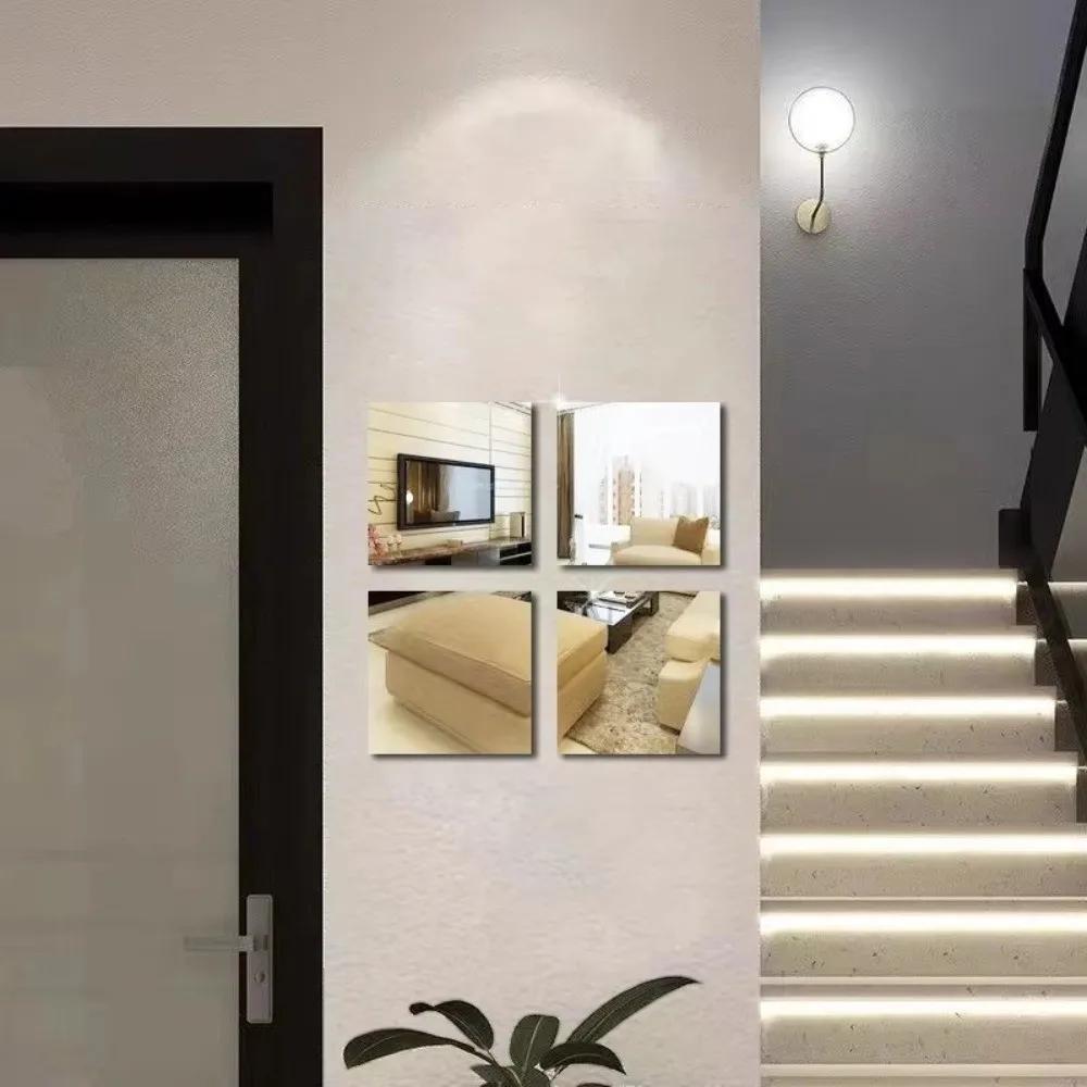 New Self-Adhesive Mirror Wall Stickers 20/30/40cm 1.6mm Thick Acrylic Mirror Sheet Flexible DIY Makeup Mirror Home Office