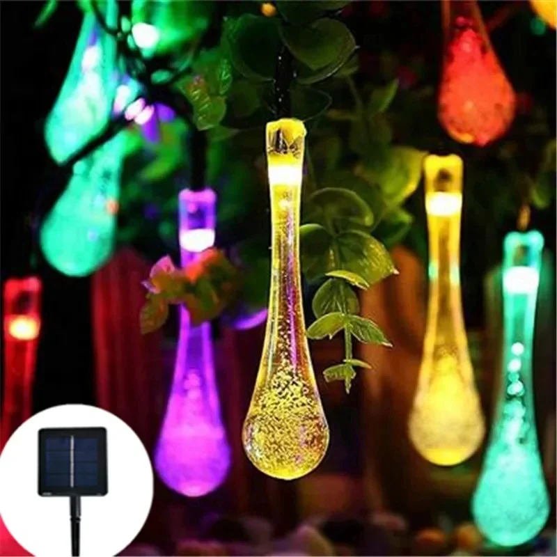 12m 100led Water Droplets Solar String Lights Waterproof Outdoor Decoration Garland Fariy Lights Christmas Wedding Party Garden