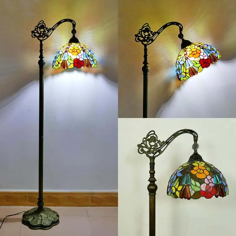 Tiffany Stained Glass Floor Lamp Nordic Living Room Sofa Bedroom Modern Minimalist Fishing Lamp Standing Lamps for Living Room