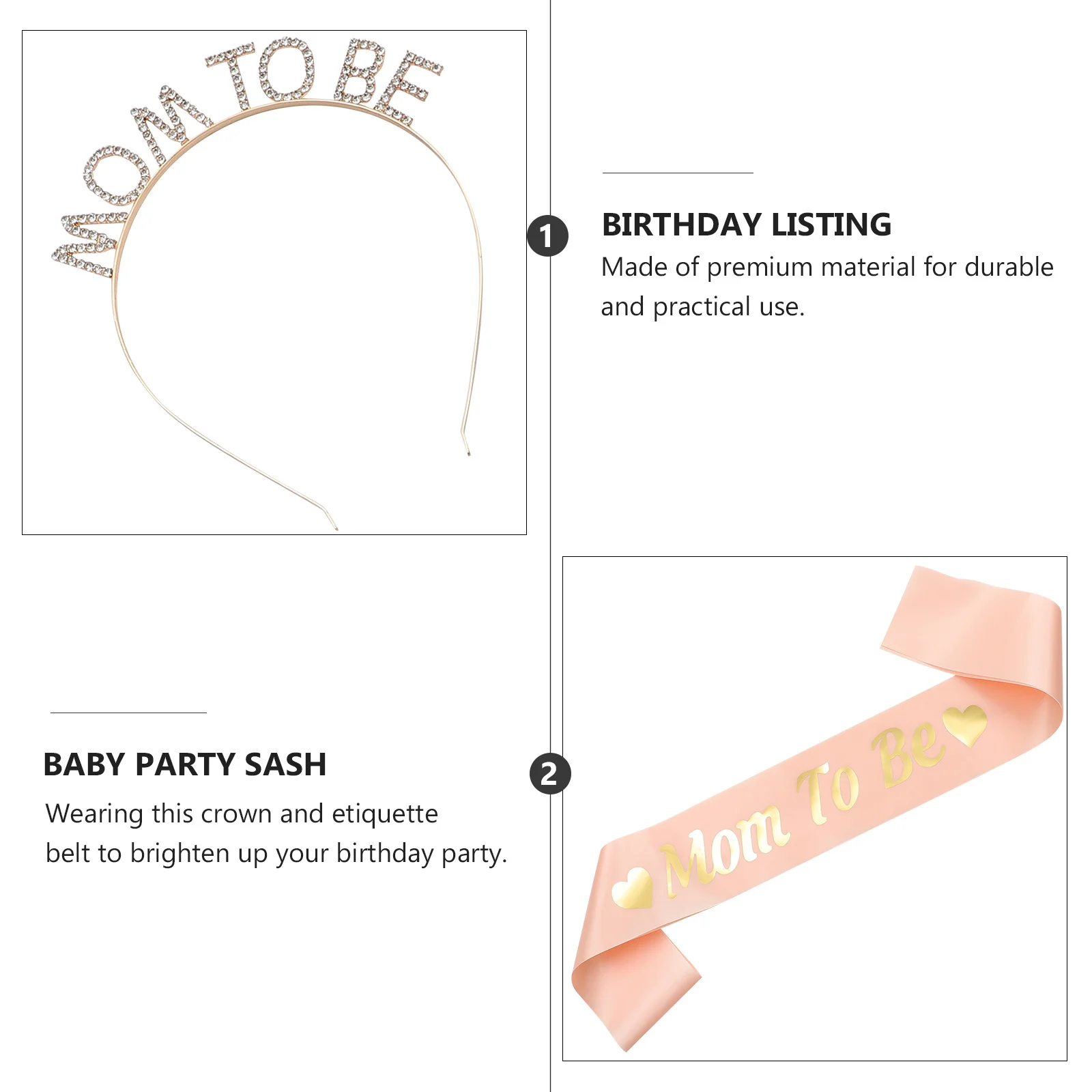 

1Set Maternity Sash Headband Combo Stylish Baby Shower Supplies for Mom to Be Photography Decoration Party Favor