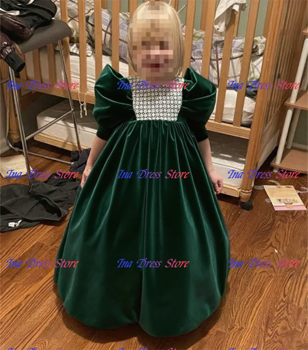 

Lovely Little Baby Girls Flower Girl Dress Satin Fluffy For Wedding Ball Dresses Princess Kids Birthday Party Evening Gowns