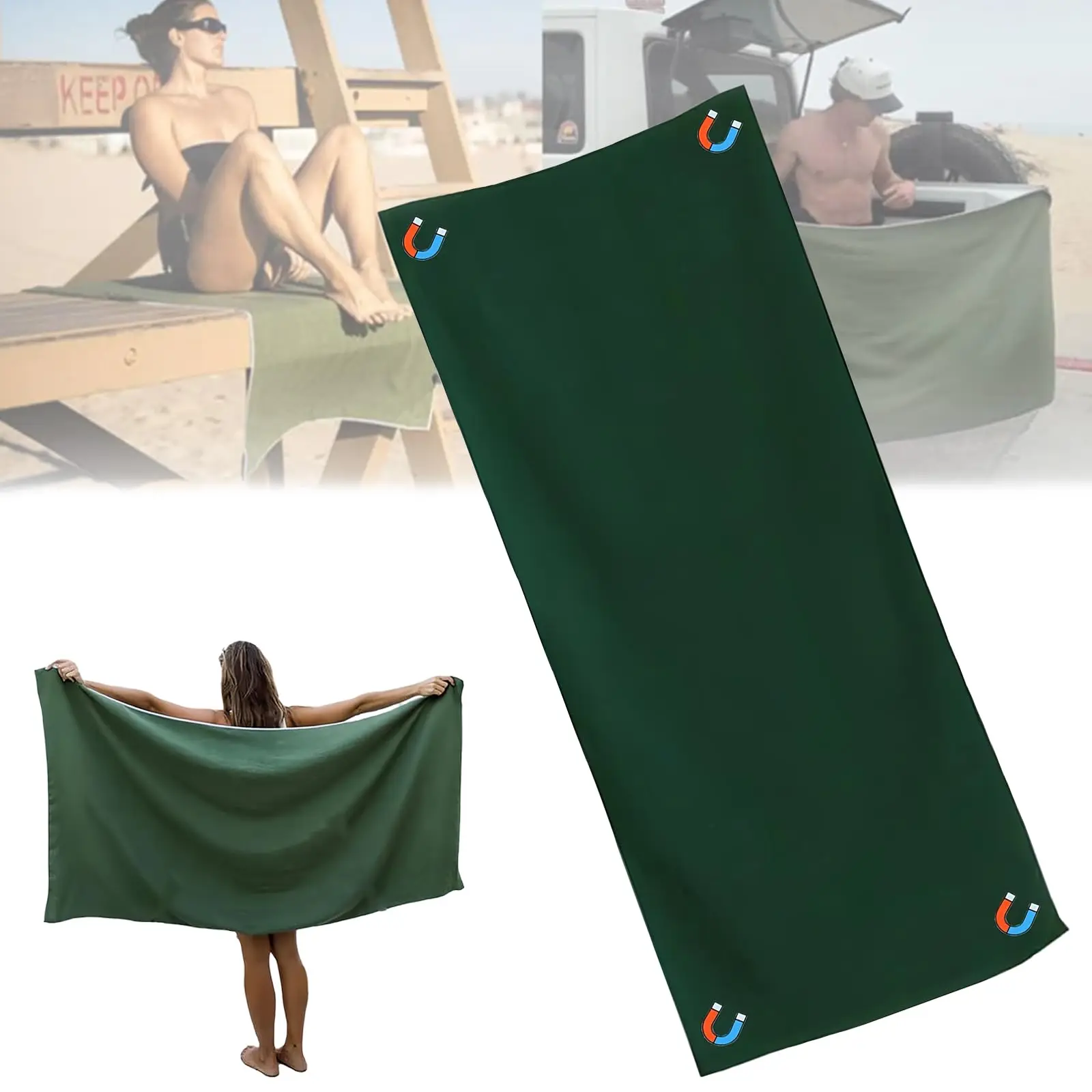 

Outdoor Magnetic Bath Towel, Oversized Microfiber Bath Towels, Magnet Towel with Buckle, Super Absorbent with Magnetic Closure f