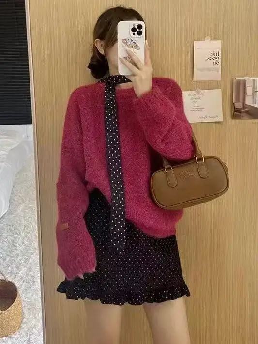 

Уютный круглый трикотаж Ne, женский свободный удобный свитер на голову, осень-зима, внутренняя одежда, модный топ, мягкая толщина...