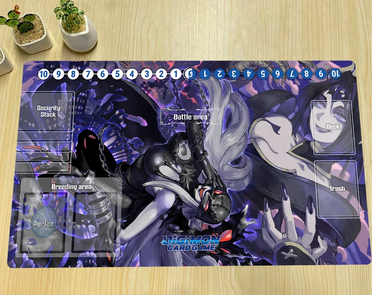 Digimon Playmat Lady Devimon Lilithmon DTCG CCG Board Game Mat Trading Card Game Mat Custom Anime Mouse Pad Rubber & Free Bag